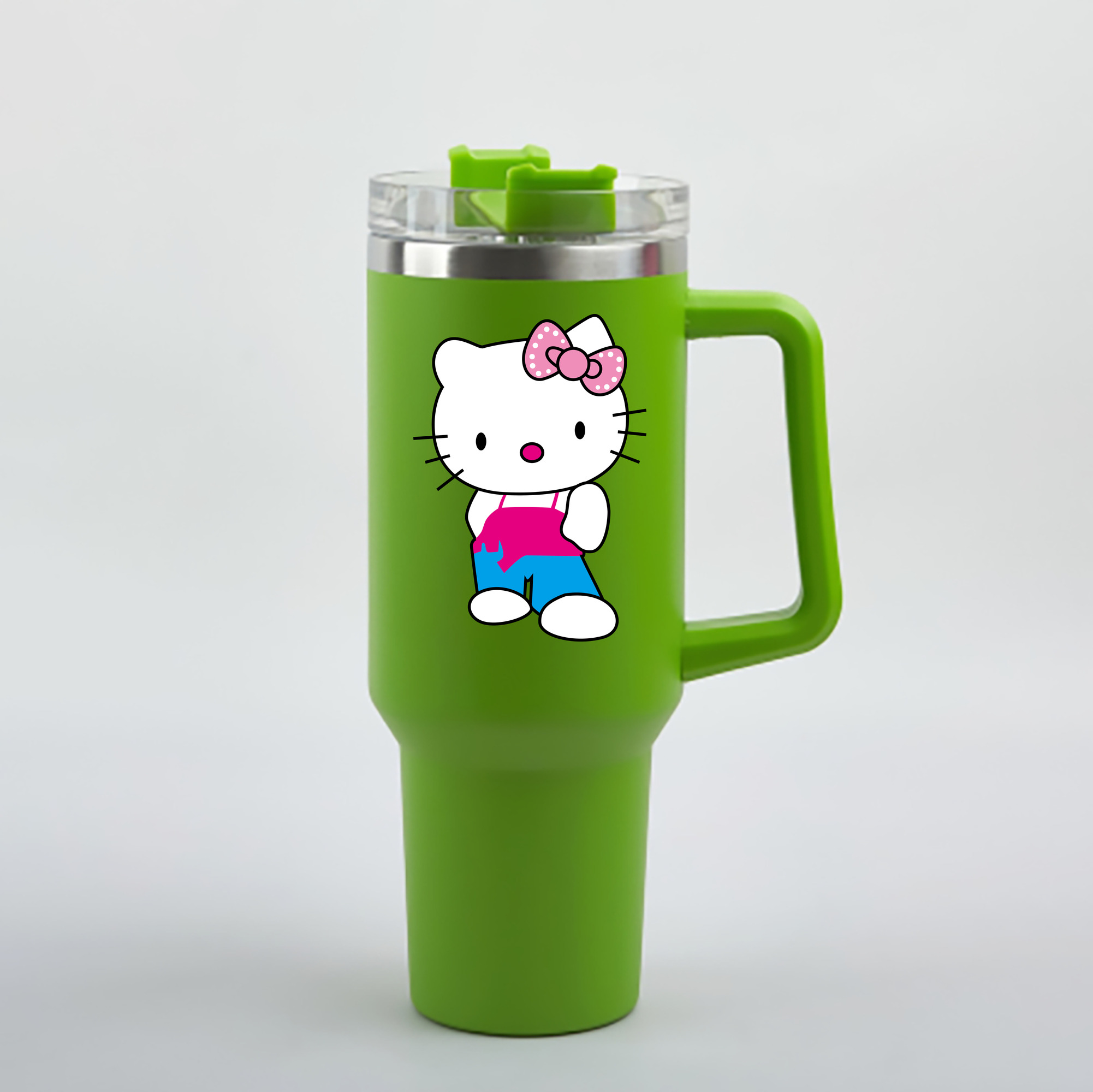 （画像用） Hello Kitty ハローキティ 1200mL車用タンブラー - クリスタルステッカー（プラスチックストロー付き）